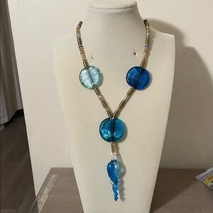 Artisan Blue and Gold Statement Necklace